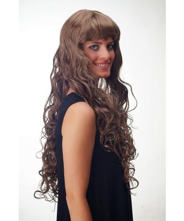 Shop WIG ME UP 33002A-18: Super Long Wavy Curly Waterwave Wig with Bangs in Light Brown - International Shipping Available - Buy Online on SooperMarket.com