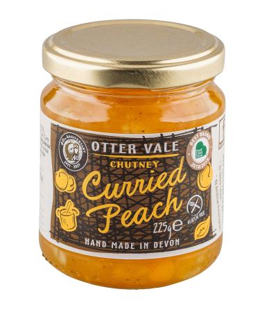 Otter Vale Curried Peach Chutney peach fruitiness with a hint of curry spice hand-made in Devon gluten-free 225 g glass jar
