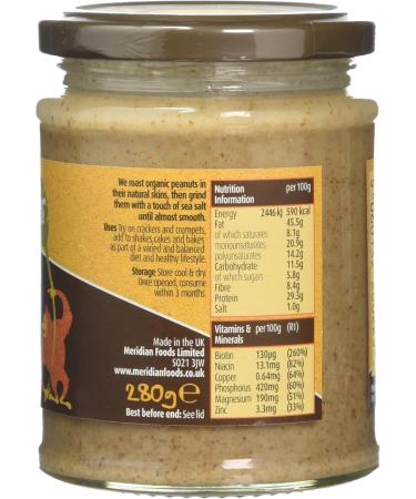 Meridian Organic Natural Smooth Peanut Butter 280g - Buy Online on SooperMarket.com