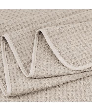 POLYTE Microfiber Oversize Bath Towel Set - 60 x 30 in, Quick Dry & Lint Free (Beige Waffle Weave) - Pack of 2 - Buy Online on SooperMarket.com