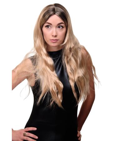 WIG ME UP - Lady's wig long wavy light mixed blonde black roots parting GFW1839-27-613+1