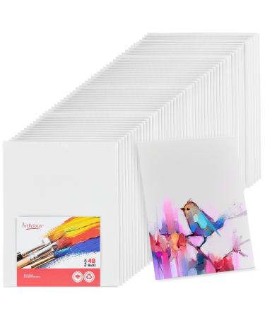 Artlicious Canvases for Painting - Pack of 12 8 x 10 Inch Blank White Canvas Boards - 100% Cotton Art Panels for Oil Acrylic & Watercolor Paint 8x10 12