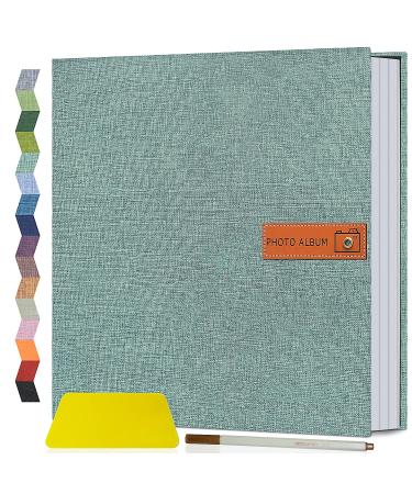 Popotop Large Photo Album Self Adhesive 4x6 5x7 8x10 Scrapbook Album DIY 60 Pages Picture Book,Gifts for Mom,Family Baby and Wedding,with Metal Pen and Plastic Board 11.5"x10.6"60pages Turquoise