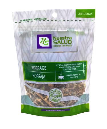 Nuestra Salud Borraja Borage Herbal Tea 1.06oz - 100% Natural Dried Herb - Traditional All-Natural Tea - Zip-Lock Packaging - 1 Count (Pack of 1) - Buy Online on SooperMarket.com