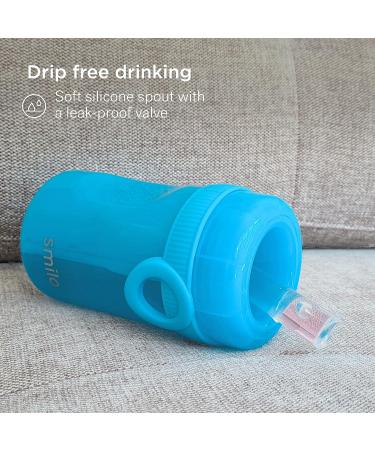 Smilo Sippy Cup 2 Pack for Toddlers (1+ years) - Spill Proof, Fold-Away Silicone Spout - 8.5 oz Capacity - BPA-Free - Made in USA - Aqua & Green/Blue - 2 Pack - Buy Online on SooperMarket.com