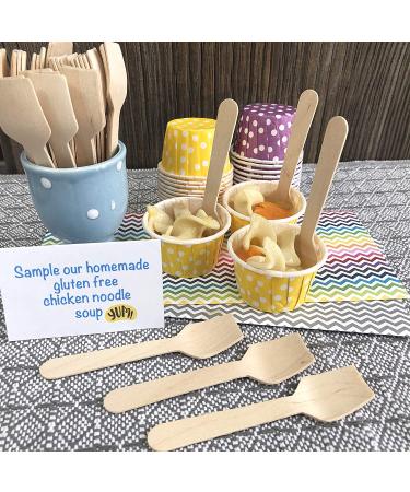300-Pack Mini Wooden Spoons - 3.75 Inches - Eco-Friendly & Biodegradable | Outside the Box Papers - Buy Online on SooperMarket.com