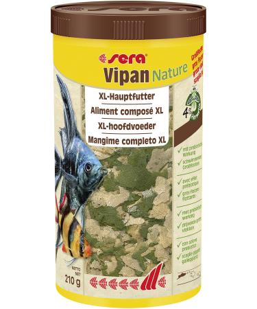 Sera Vipan Nature Großflocke 1l-XL main feed with 4% insect flour and prebiotic effect flake feed for aquarium fish feed with very high feedability thus less algae 210 g (1 Pack) XL flakes