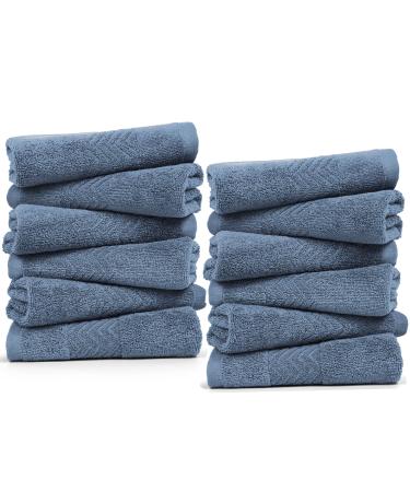 Cleanbear Soft Washcloths for Sensitive Skin 100% Cotton Wash Cloths for Face and Body Large Face Cloths for Adults 12 Pack Bathroom Washcloth Set Grayish-blue Solid Color 12 Pack