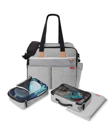 Skip Hop Diaper Bag Iconic Duo Weekender - Extra Large Capacity with Changing Pad & Stroller Attachment - Grey Melange - Buy Online on SooperMarket.com