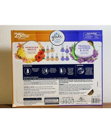 Glade Plugins Lavender Aloe & Hawaiian Breeze 9 Scented Oil Refills + 1 Warmer - Long-Lasting Fragrance Combo - Buy Online on SooperMarket.com