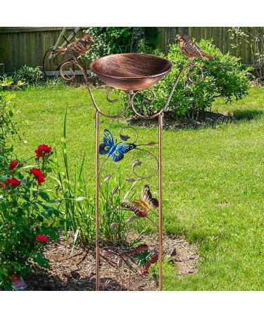 2-in-1 Metal Bird Water & Feed Station with Decorative Butterfly - Wet Mosy Bird Potions & Garden Tin Grilles - Retro Removable Bird Water Dispenser - Buy Online on SooperMarket.com