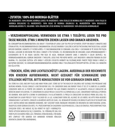Organic Moringa Leaves Tea - 100% Natural Cut Leaves from Controlled Cultivation (250g) - Buy Online on SooperMarket.com