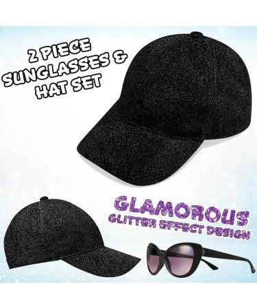 CityComfort Girls' Baseball Cap & UV Protection Sunglasses Set - Adjustable Black Glitter Kids' Gifts - Buy Online on SooperMarket.com
