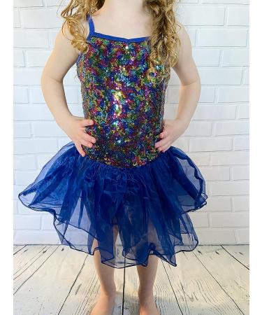 Zaclotre Little Girls Sequin Leotard | Sparkly Navy Ballet Tutu Dress for Kids 8-9 Years - Buy Online on SooperMarket.com