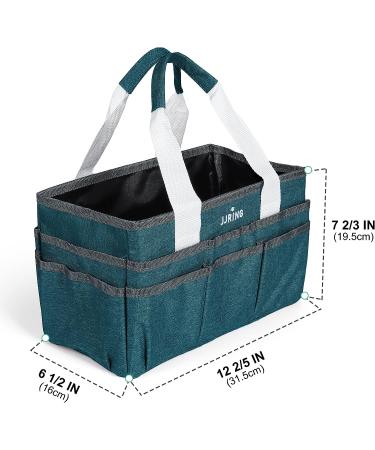 JJRING Craft Organizer Tote Bag - Bluish Green Art Storage Caddy with Multiple Pockets - Small Sewing Bag for Craft, Scrapbooking, School, Medical, and Office Supplies Storage - Buy Online on SooperMarket.com