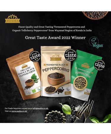 Ausha Organic Fermented Black Peppercorns Whole 200g - Cooking - Great Taste Award 2022 Winner - Buy Online on SooperMarket.com
