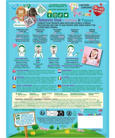 7th Heaven Llamacorn Sheet Face Mask Skincare for Kids Aged 8+ Fanciful Llama and Unicorn Mix Face Mask Sheet with Coconut & Papaya Sheet Mask to Calm Hydrate & Moisturise Skin - Buy Online on SooperMarket.com