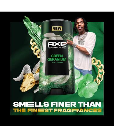 AXE Fine Fragrance Collection Aluminum No Deodorant Stick for Men Green Geranium 4 Count with 48H Odor Protection and All-Day Freshness Infused with Geranium Cedar & Patchouli Essential Oils 2.6 oz - Buy Online on SooperMarket.com