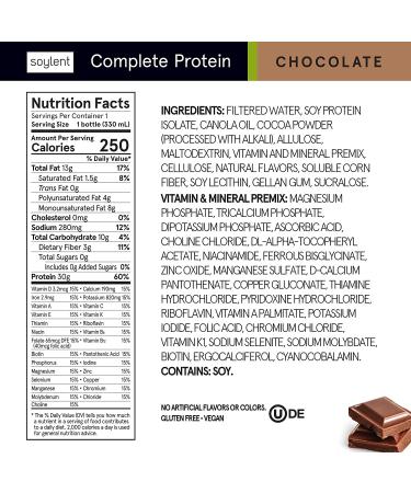 Soylent Complete Protein Shake Chocolate 11oz (Pack of 12) - Gluten-Free & Vegan Meal Replacement - Buy Online on SooperMarket.com
