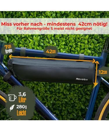 Rovativ Bikepacking Frame Bag 3L - 100% Waterproof Large Frame Bag for Gravel Road & MTB - 42cm Long - Buy Online on SooperMarket.com