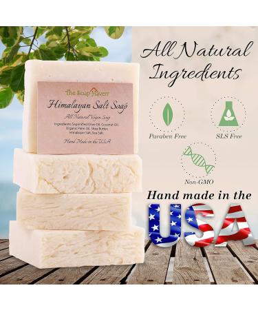 Himalayan Salt Soap Bars - Handmade USA | Sea Salt & Shea Butter | All Natural Non-GMO Unscented (4 Bars 4.5oz Each - Buy Online on SooperMarket.com