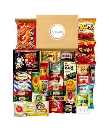 DAGAON Finest Korean Snack Box 34 Count – Variety Snacks Including Korean’s Favorite Chips, Biscuits, Cookies, Pies, Candies. Perfect appetizing Korean snacks for any occasions, gifts and everyone.