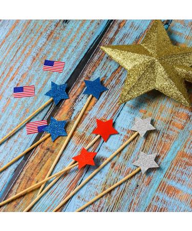 36 Pieces Glitter Star 4th of July cupcake toppers Glitter Gold Star Cakes Toppers for Independence Day 4th of July Party Supplies Favors(Blue Red White) - Buy Online on SooperMarket.com
