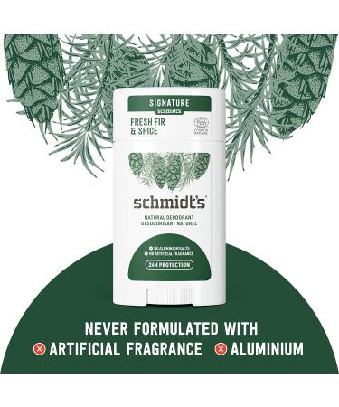 Schmidt's Aluminum Free Natural Deodorant for Women and Men Fresh Fir and Spice with 24 Hour Odor Protection Certified Natural Vegan Cruelty Free 2.65 oz Fresh Fir and Spice 2.65 Ounce (Pack of 1) - Buy Online on SooperMarket.com