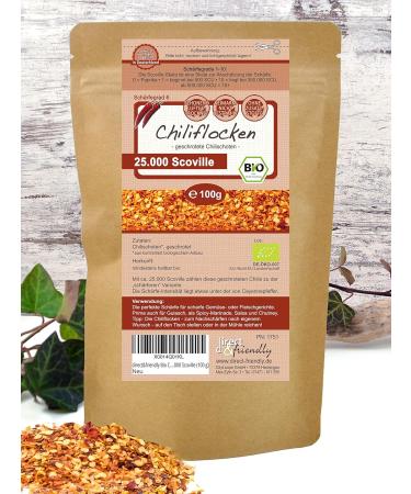 Buy Direct & Friendly Organic Dried Hot Chili Flakes - 25 000 Scoville (100g) | Premium Spice for Global Shipping - Buy Online on SooperMarket.com