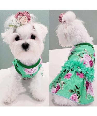CUSOZWO Small Dog Clothes - 2 Pack Flower Dog Dress for Small Dogs and Cats - Elegant Spring Princess Skirt Outfit (M) - Buy Online on SooperMarket.com