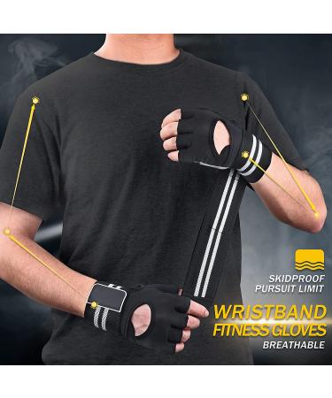 Astaresk 'Rock-Climber' Workout Gloves with Wrist Wrap Support - Full Palm Protection for Men and Women - Ideal for Weightlifting, Training, Fitness, Exercise, Hanging, Pull-ups - Large Size - Buy Online on SooperMarket.com
