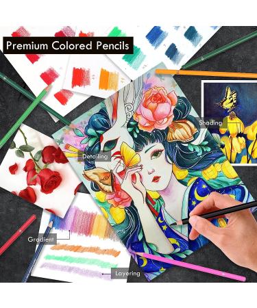KALOUR 180 Colored Pencil Set with 12 Metallic Pencils - Ideal for Coloring and Drawing - Vibrant Colors - Tin Case Included - Buy Online on SooperMarket.com