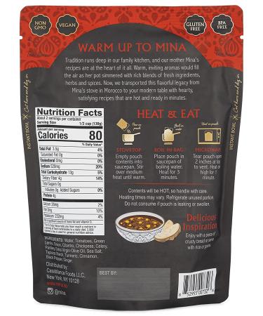 Mina Harira Moroccan Chickpea & Lentil Soup - Plant Based Protein, Vegan, Gluten Free - 10 oz - Buy Online on SooperMarket.com