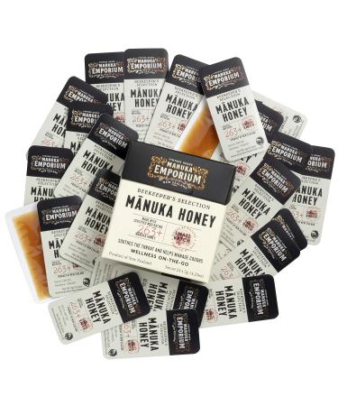Manuka Emporium Raw New Zealand Manuka Honey Packets MGO263+ (UMF 10+ Equiv.) 24 x 0.18oz Individual Snaps | Ideal for Travel, Sports, Superfood Snacks and On-the-Go Daily Wellness