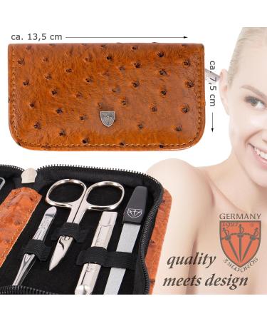 3 Swords Germany - brand quality 8 piece manicure pedicure grooming kit with glass nail file (483) COGNAC - OSTRICH IMITATION - Buy Online on SooperMarket.com