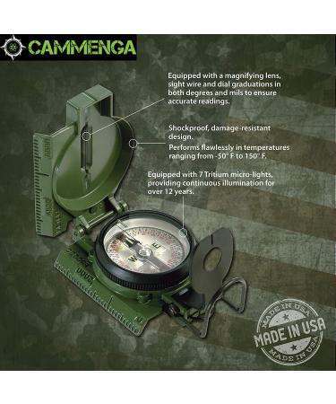 Cammenga Official US Military Tritium Lensatic Compass, Accurate Waterproof Hand Held Compasses with Pouch for Hiking Camping Navigation Survival Backpacking Orienteering Olive Drab - Buy Online on SooperMarket.com