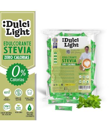 Dulci Light Stevia Sweetener - 100 Calorie-Free Bags | Natural Sugar Substitute for Drinks & Food - Shop Internationally! - Buy Online on SooperMarket.com