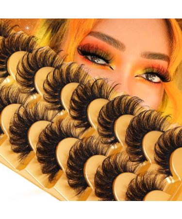 Focipeysa False Lashes Fluffy Mink Eyelashes 18mm Lashes Pack 8D Mink Curly Faux Mink Lashes Volume Dramatic Lashes 8 Pairs Fluffy S1