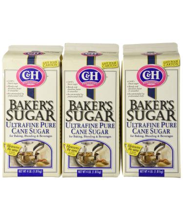 C & H Bakers Sugar Ultra-Fine Pure Cane Sugar 4 lbs. (Pack of 3)