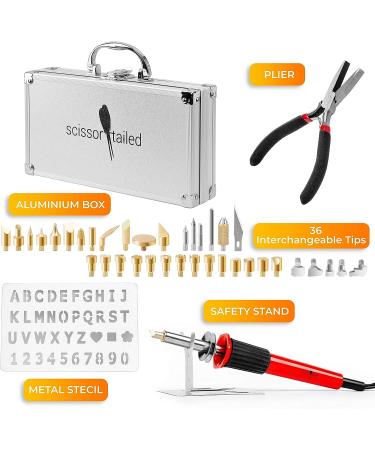 Premium Wood Burning Kit 43PCS  Adjustable Temperature Pen with 36 Tips & Accesories  All in A Deluxe Storage Case - Complete Gift for an Effortlessly Mastering The Art of Pyrography Aluminium Case & Adjustable Temperature Pen - Buy Online on SooperMarket.com