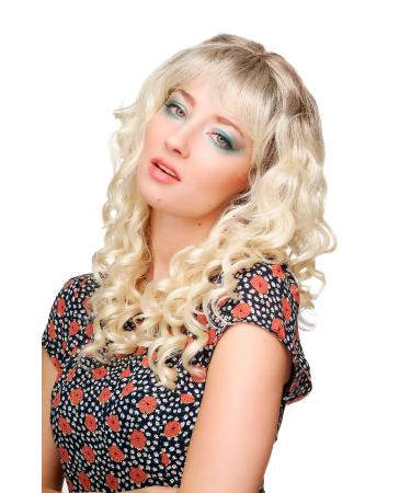 WIG ME UP - Lady's Wig Sexy Ombre Brown with Platinum Tips Curls Bangs 55 cm CM-379-10T613