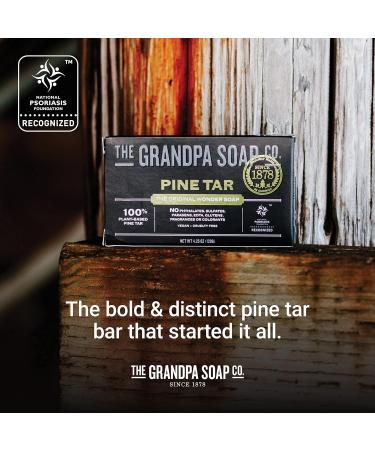 Pine Tar Bar Soap by The Grandpa Soap Company - Vegan 3-in-1 Cleanser, Deodorizer & Moisturizer - 6 Pack 3.25 Oz. Bars - Buy Online on SooperMarket.com