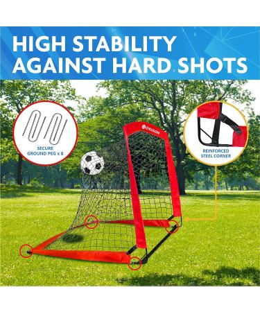 Set of 2 Portable Soccer Goals for Kids | Indoor Pop Up 4'x3' Toddler Soccer Nets with Training Equipment & Cones - Red - Buy Online on SooperMarket.com