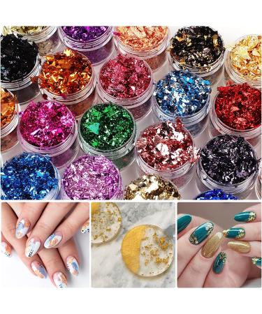 24 Color Metallic Gold Foil Flakes for Resin, Nails, Painting & Crafts - Buy Online on SooperMarket.com