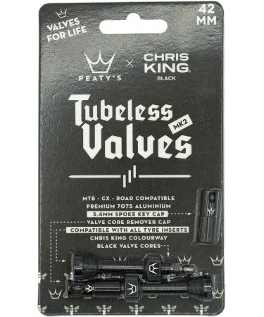 Peatys X Chris King MK2 Tubeless Valves - 42mm Black Bicycle Tire Valves | Premium Performance - Buy Online on SooperMarket.com