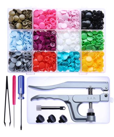 Original KAM Snaps Starter Fasteners Kit -360pcs KAMsnaps Size 20 + Snap Pliers for Crafts Clothing 360 set T5 snaps + Plier