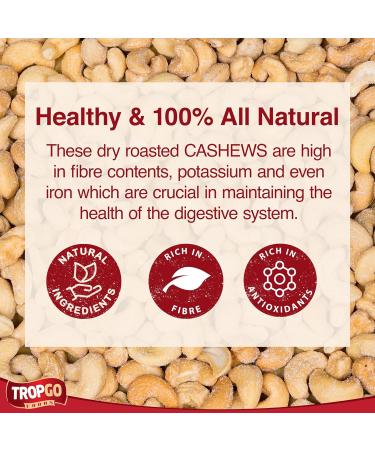 Tropgo Dry Roasted Salted Kosher Cashew Nuts - Guilt-Free Roasted Peanut Snack in a Resealable and Recyclable Tub - Fibre and Protein Rich Healthy Cashew Nuts - Vegan Nuts Snack for all Ages (180G) - Buy Online on SooperMarket.com
