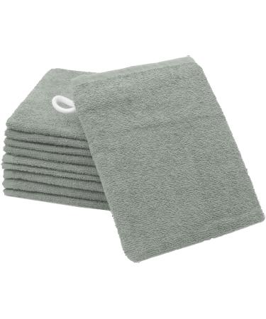 Zollner 10 Set washing gloves in 16x21 cm - suction -strong and soft washcloth in light gray - with a practical hanger - washable up to 60 C - cotton - hotel quality 10x washcloth light gray