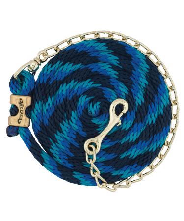 Weaver Leather Poly Lead Rope with Brass Plated Swivel Chain, Navy/Blue/Turquoise, 5/8" X8'6"