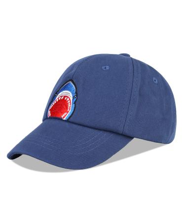 LANGZHEN 100% Cotton Outdoor Children's Kids Plain Baseball Cap Hat Adjustable Sun Hat for Girls Boys M Shark Navy